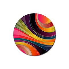 Abstract Colorful Background Wavy Rubber Coaster (round)  by Simbadda