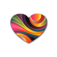 Abstract Colorful Background Wavy Rubber Coaster (heart)  by Simbadda