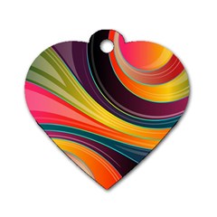 Abstract Colorful Background Wavy Dog Tag Heart (two Sides) by Simbadda