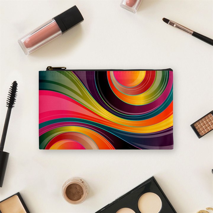 Abstract Colorful Background Wavy Cosmetic Bag (Small)