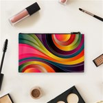 Abstract Colorful Background Wavy Cosmetic Bag (Small) Back