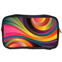 Abstract Colorful Background Wavy Toiletries Bag (two Sides) by Simbadda