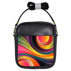 Abstract Colorful Background Wavy Girls Sling Bag by Simbadda