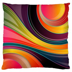 Abstract Colorful Background Wavy Large Flano Cushion Case (one Side) by Simbadda