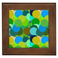 Green Aqua Teal Abstract Circles Framed Tiles by Simbadda