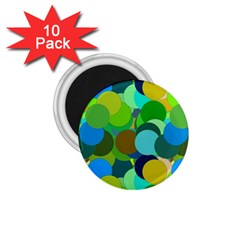 Green Aqua Teal Abstract Circles 1 75  Magnets (10 Pack)  by Simbadda