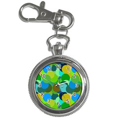 Green Aqua Teal Abstract Circles Key Chain Watches by Simbadda