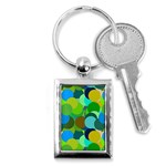 Green Aqua Teal Abstract Circles Key Chains (Rectangle)  Front