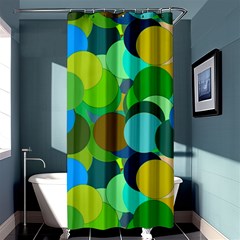 Green Aqua Teal Abstract Circles Shower Curtain 36  X 72  (stall)  by Simbadda