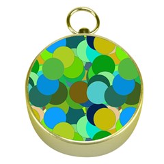 Green Aqua Teal Abstract Circles Gold Compasses by Simbadda