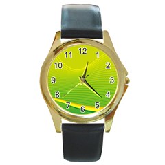 Background Color Fresh Beautiful Round Gold Metal Watch