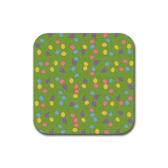 Balloon Grass Party Green Purple Rubber Coaster (square)  by Simbadda