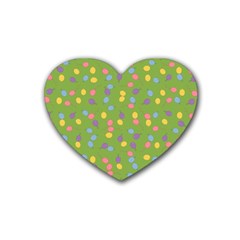 Balloon Grass Party Green Purple Rubber Coaster (heart)  by Simbadda