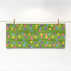 Balloon Grass Party Green Purple Hand Towel by Simbadda