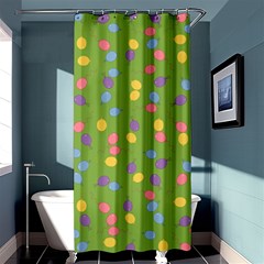 Balloon Grass Party Green Purple Shower Curtain 36  X 72  (stall)  by Simbadda