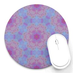 Pattern Pink Hexagon Flower Design Round Mousepads