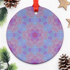 Pattern Pink Hexagon Flower Design Ornament (Round)