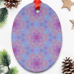 Pattern Pink Hexagon Flower Design Ornament (Oval)