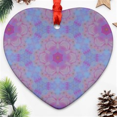 Pattern Pink Hexagon Flower Design Ornament (Heart)