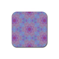 Pattern Pink Hexagon Flower Design Rubber Coaster (square)  by Simbadda