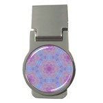 Pattern Pink Hexagon Flower Design Money Clips (Round)  Front