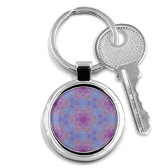 Pattern Pink Hexagon Flower Design Key Chains (Round) 