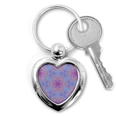 Pattern Pink Hexagon Flower Design Key Chains (Heart) 