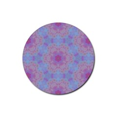 Pattern Pink Hexagon Flower Design Rubber Coaster (round)  by Simbadda