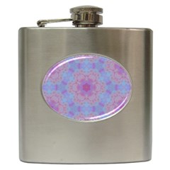 Pattern Pink Hexagon Flower Design Hip Flask (6 oz)