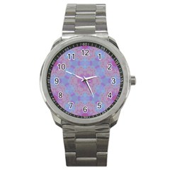 Pattern Pink Hexagon Flower Design Sport Metal Watch by Simbadda