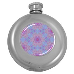 Pattern Pink Hexagon Flower Design Round Hip Flask (5 oz)