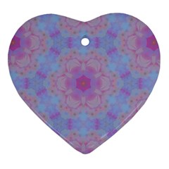 Pattern Pink Hexagon Flower Design Heart Ornament (Two Sides)