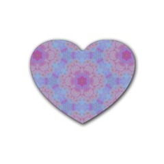 Pattern Pink Hexagon Flower Design Rubber Coaster (heart)  by Simbadda