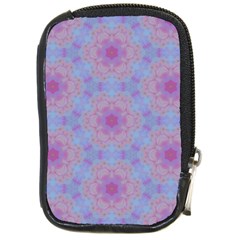 Pattern Pink Hexagon Flower Design Compact Camera Leather Case by Simbadda