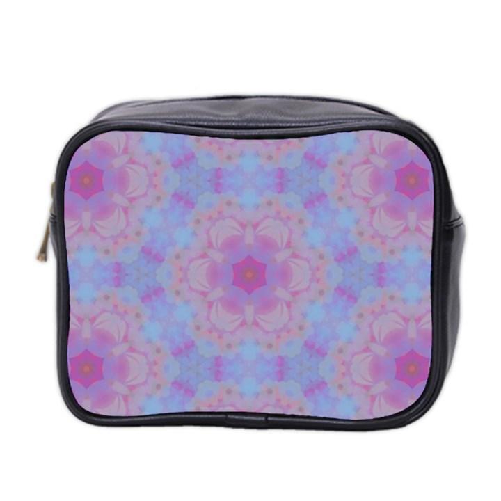 Pattern Pink Hexagon Flower Design Mini Toiletries Bag (Two Sides)