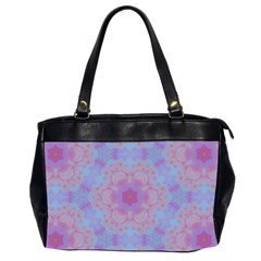 Pattern Pink Hexagon Flower Design Oversize Office Handbag (2 Sides)