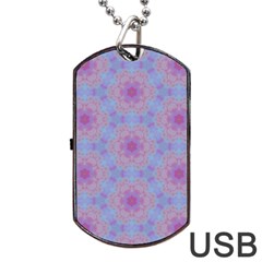 Pattern Pink Hexagon Flower Design Dog Tag Usb Flash (two Sides) by Simbadda