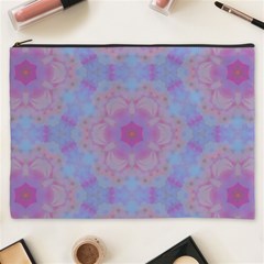 Pattern Pink Hexagon Flower Design Cosmetic Bag (XXXL)