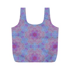 Pattern Pink Hexagon Flower Design Full Print Recycle Bag (M)