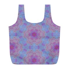 Pattern Pink Hexagon Flower Design Full Print Recycle Bag (L)