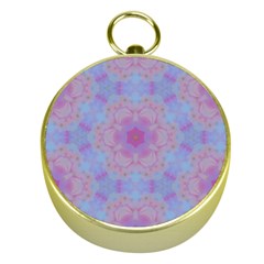 Pattern Pink Hexagon Flower Design Gold Compasses by Simbadda