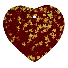 Background Design Leaves Pattern Heart Ornament (two Sides) by Simbadda