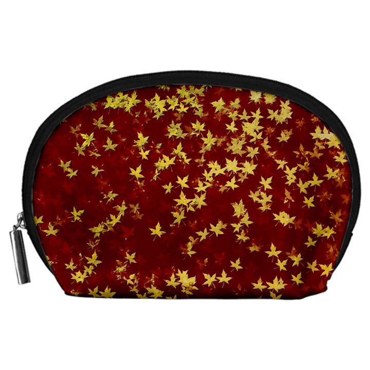 Background Design Leaves Pattern Accessory Pouch (Large)