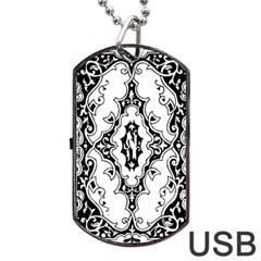 Holbein Floriated Antique Scroll Dog Tag Usb Flash (two Sides) by Simbadda