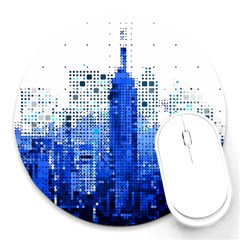 Skyline Skyscraper Abstract Points Round Mousepads by Simbadda