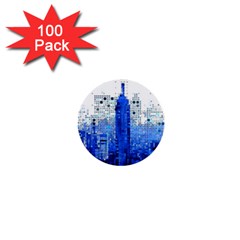 Skyline Skyscraper Abstract Points 1  Mini Buttons (100 Pack)  by Simbadda