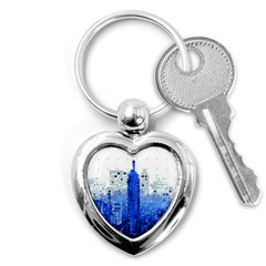 Skyline Skyscraper Abstract Points Key Chains (heart)  by Simbadda