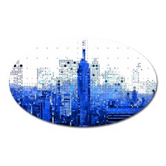 Skyline Skyscraper Abstract Points Oval Magnet by Simbadda