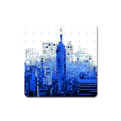 Skyline Skyscraper Abstract Points Square Magnet by Simbadda