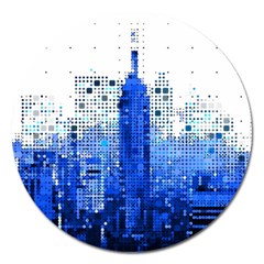 Skyline Skyscraper Abstract Points Magnet 5  (round) by Simbadda